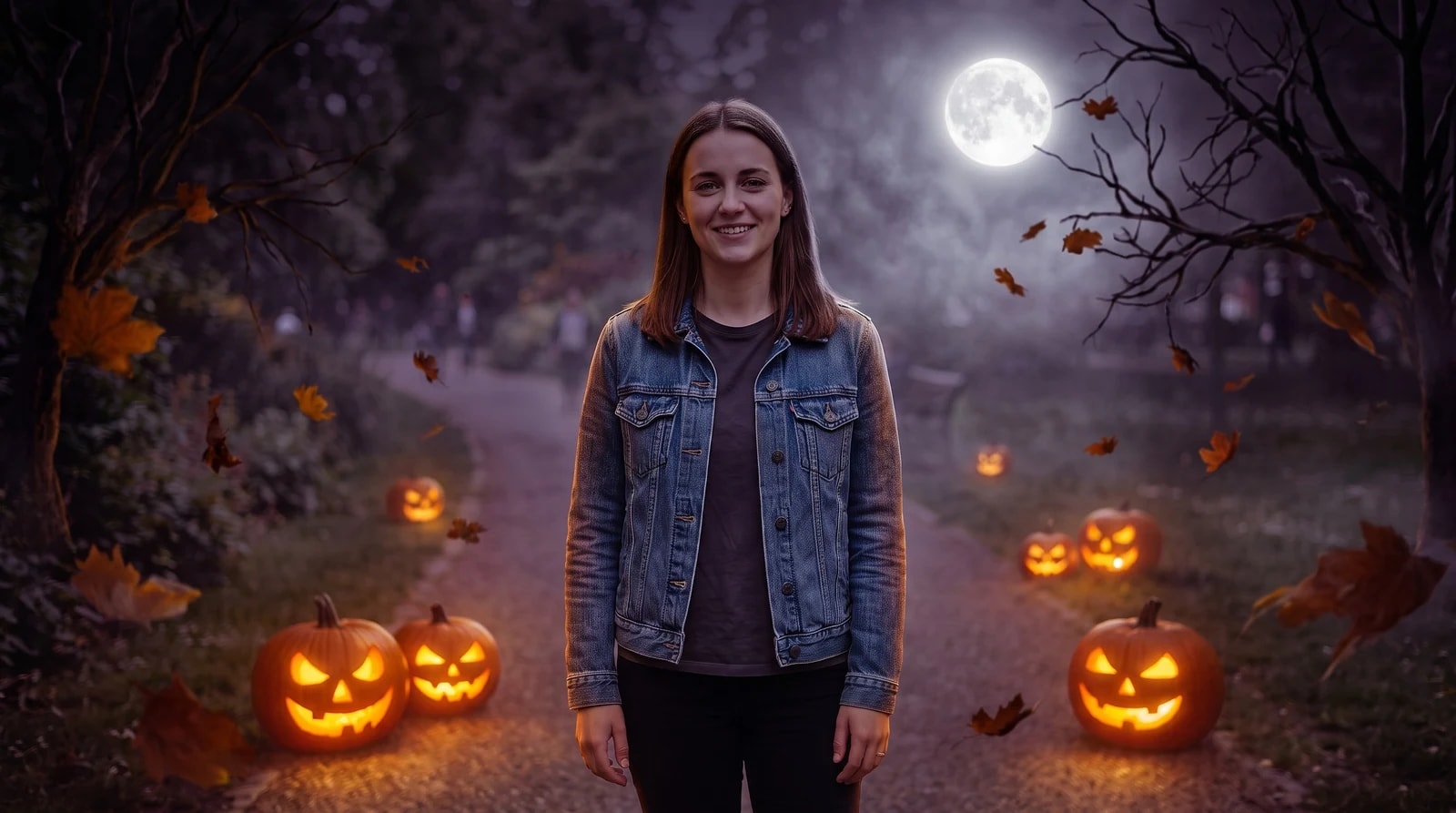 To samo zdjęcie po stylizacji w Retuszuj.pl — styl: Halloween. Rysy twarzy i kompozycja zachowane