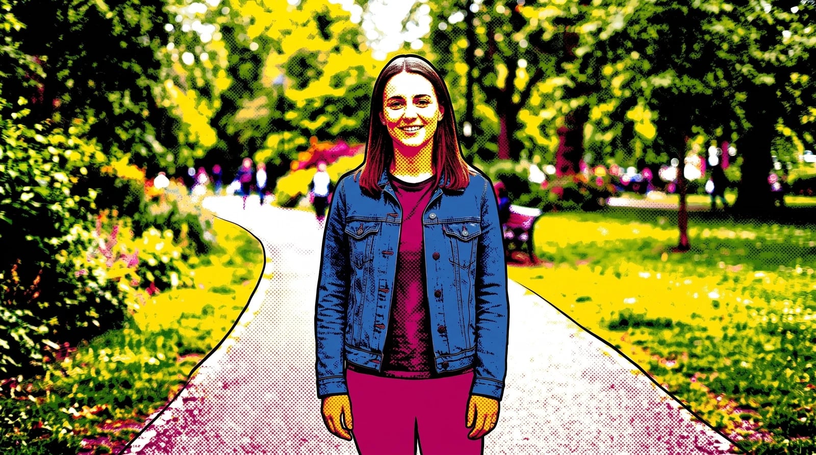 To samo zdjęcie po stylizacji w Retuszuj.pl — styl: Pop Art. Rysy twarzy i kompozycja zachowane