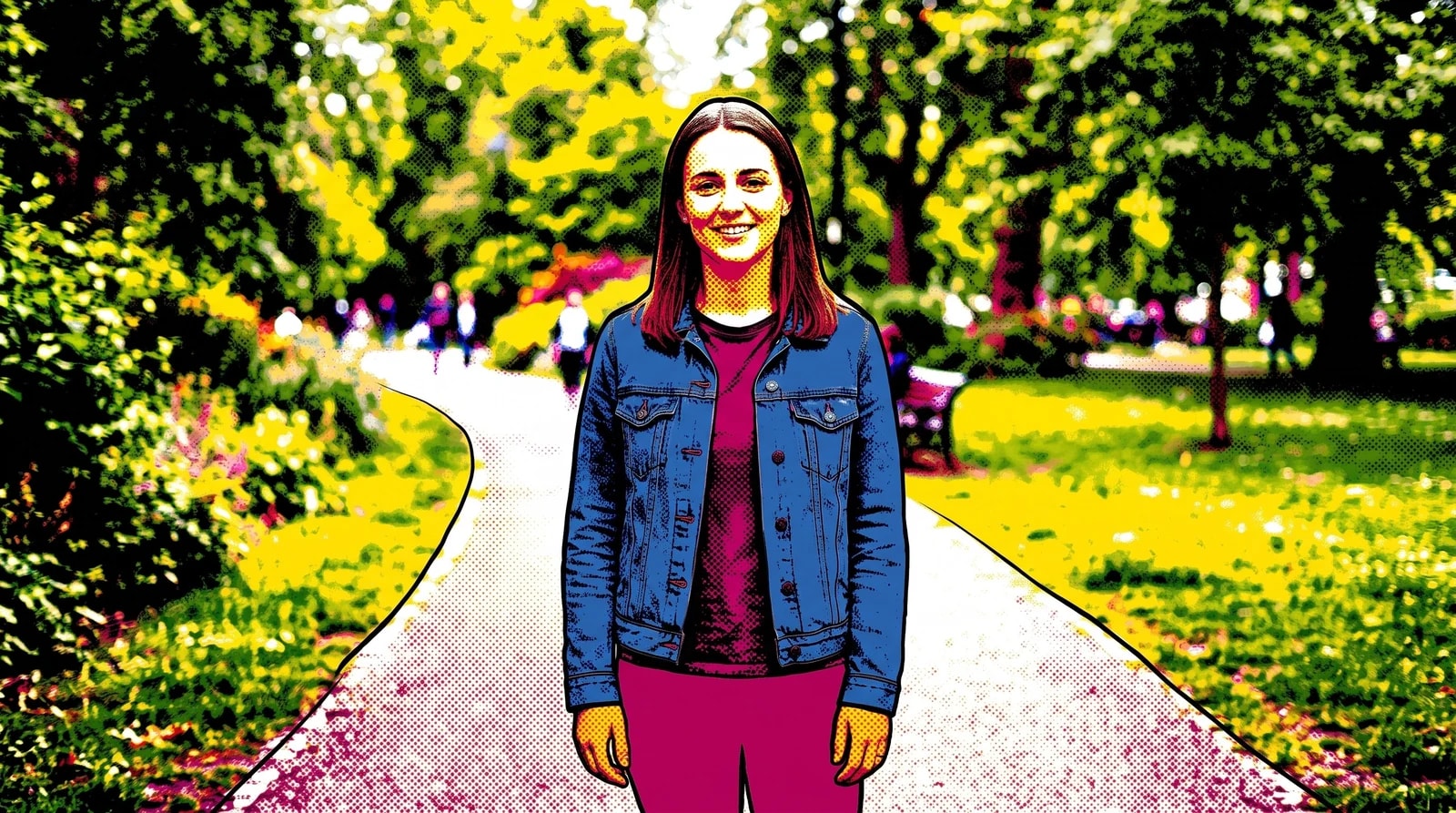 To samo zdjęcie po stylizacji w Retuszuj.pl — styl: Pop Art. Rysy twarzy i kompozycja zachowane